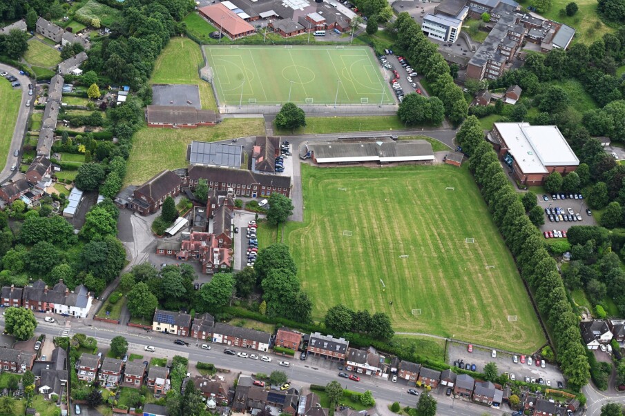 Aerial shot of the school