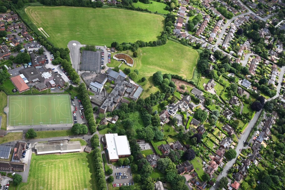 Aerial shot of the school 